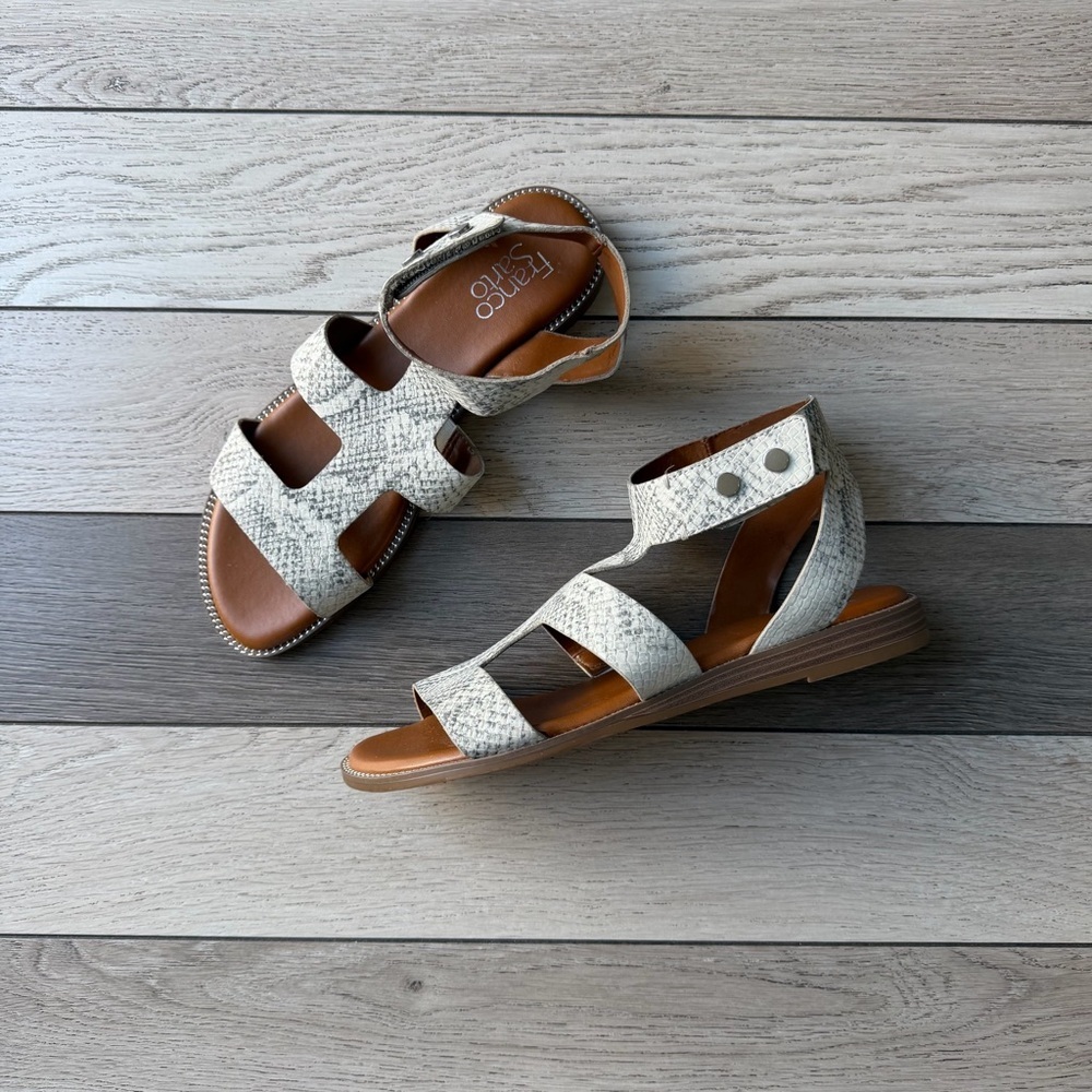 Franco Sarto Snakeskin Geneva Gladiator Sandals Size 9